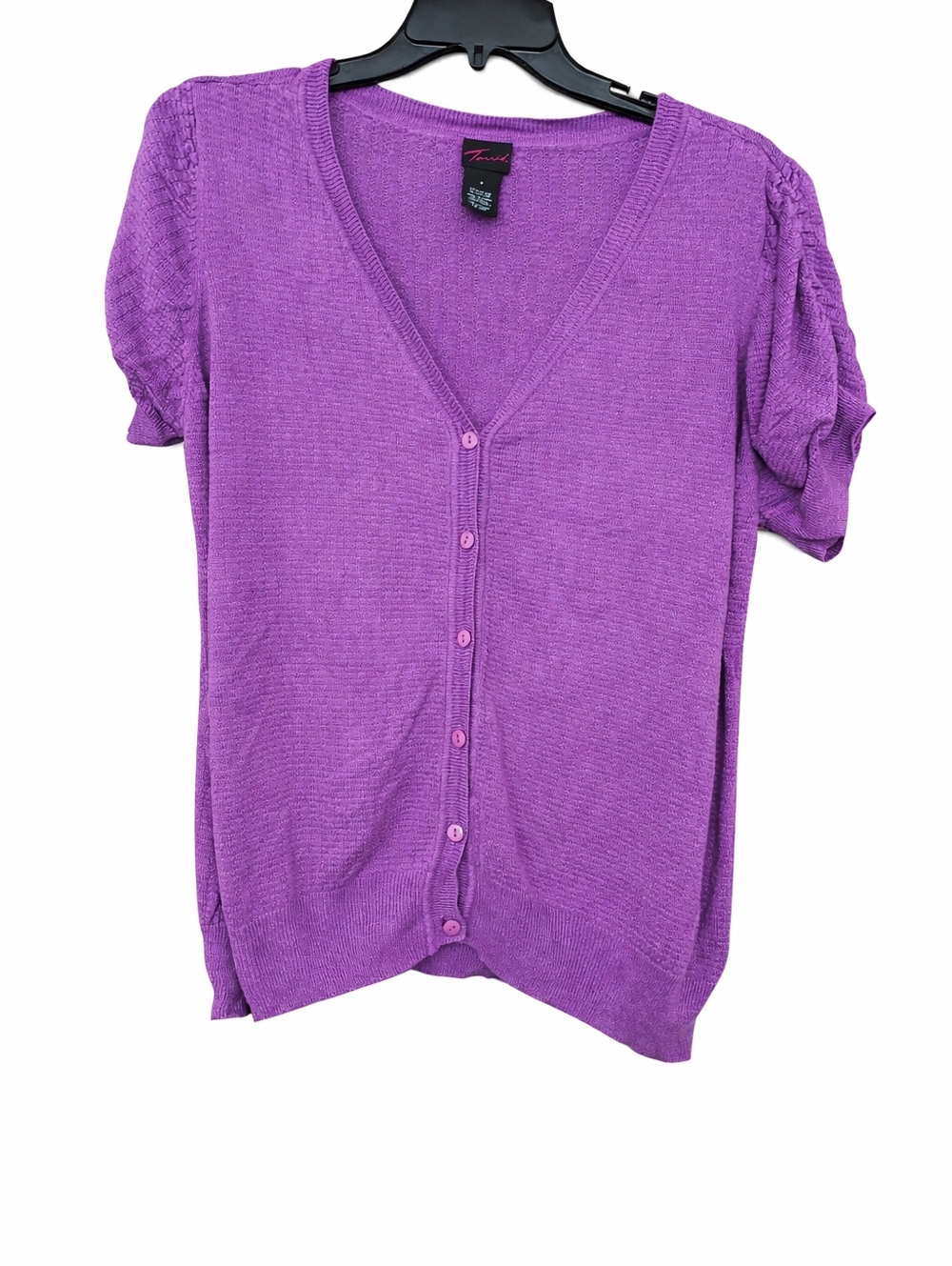 Plus Size Purple Button-Front V-Neck Sweater Size 22/24 - Picture 3 of 5